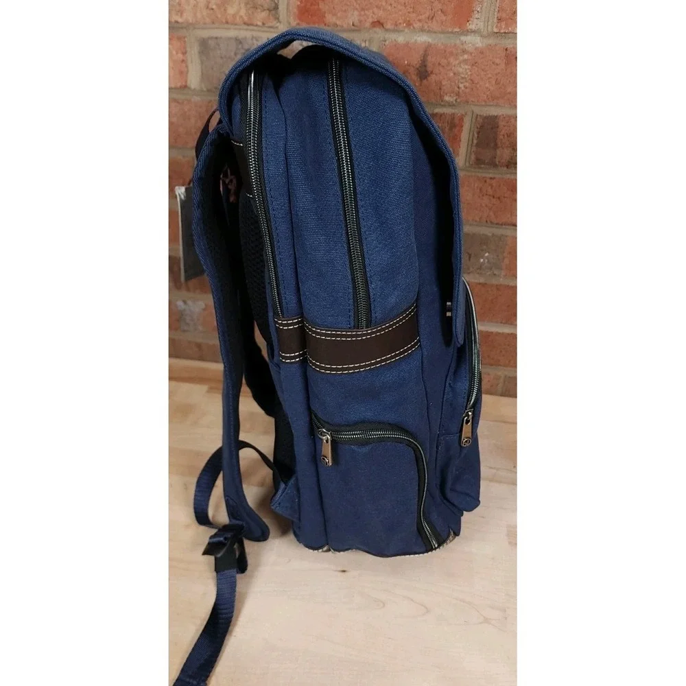 Straight Down Hearst Blue Canvas Backpack Laptop Bag Carmel Golf Charlotte NEW‎
